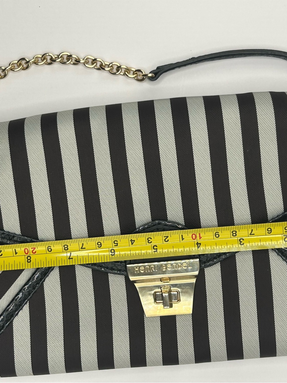 Henri Bendel Vintage Black and White Striped Chain Shoulder Bag - Picture 6 of 8